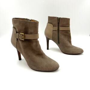 Coach Mason Booties Leather Suede Gray Taupe